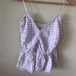 urban outfitters lavender and white gingham peplum tank top